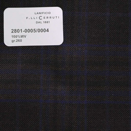 2801-0005/0004 Cerruti Lanificio - Vải Suit 100% Wool - Đen Caro Xanh Dương